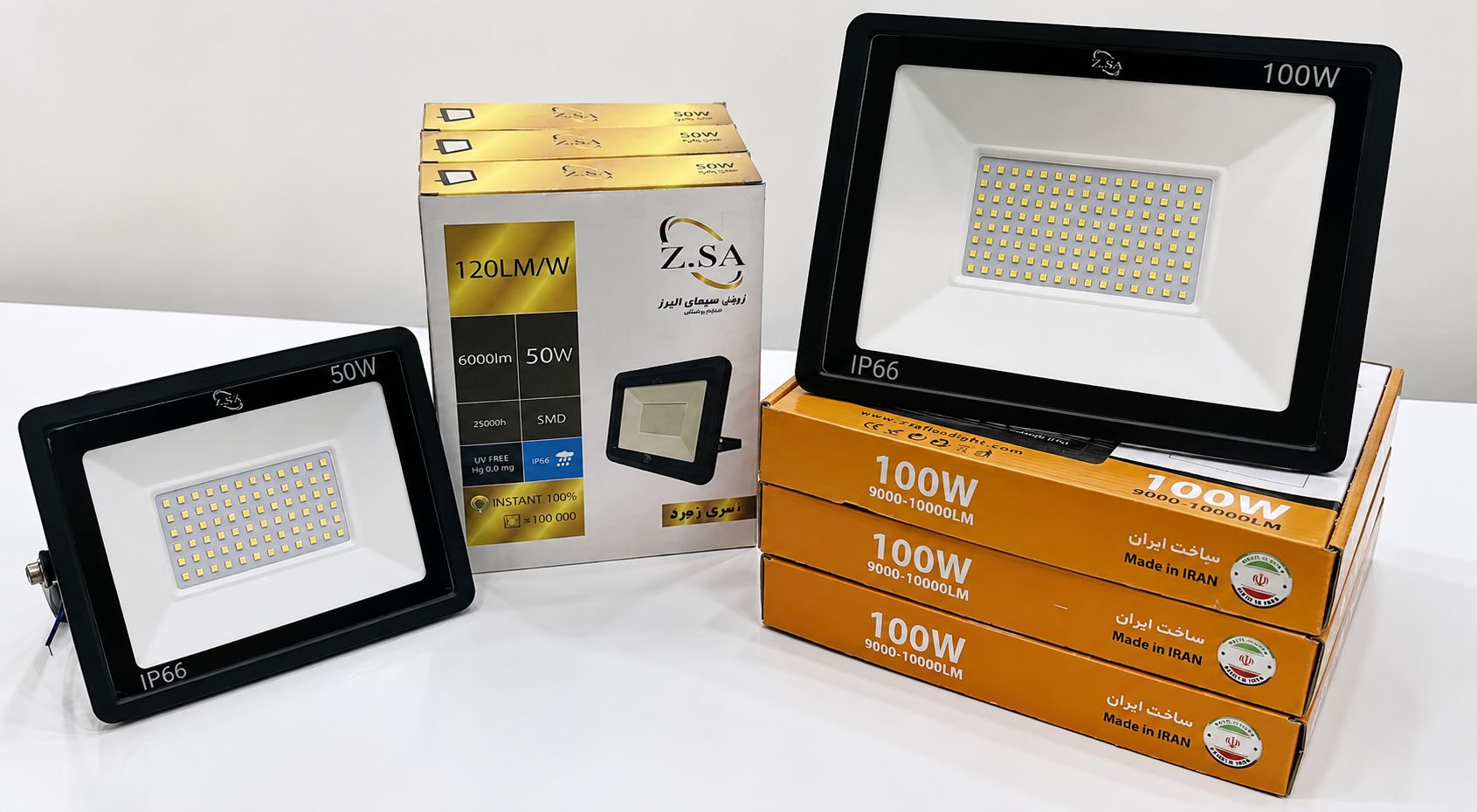پروژکتور LED 100 وات زرین سیما ضد آب | نورافکن پرنور فضای باز